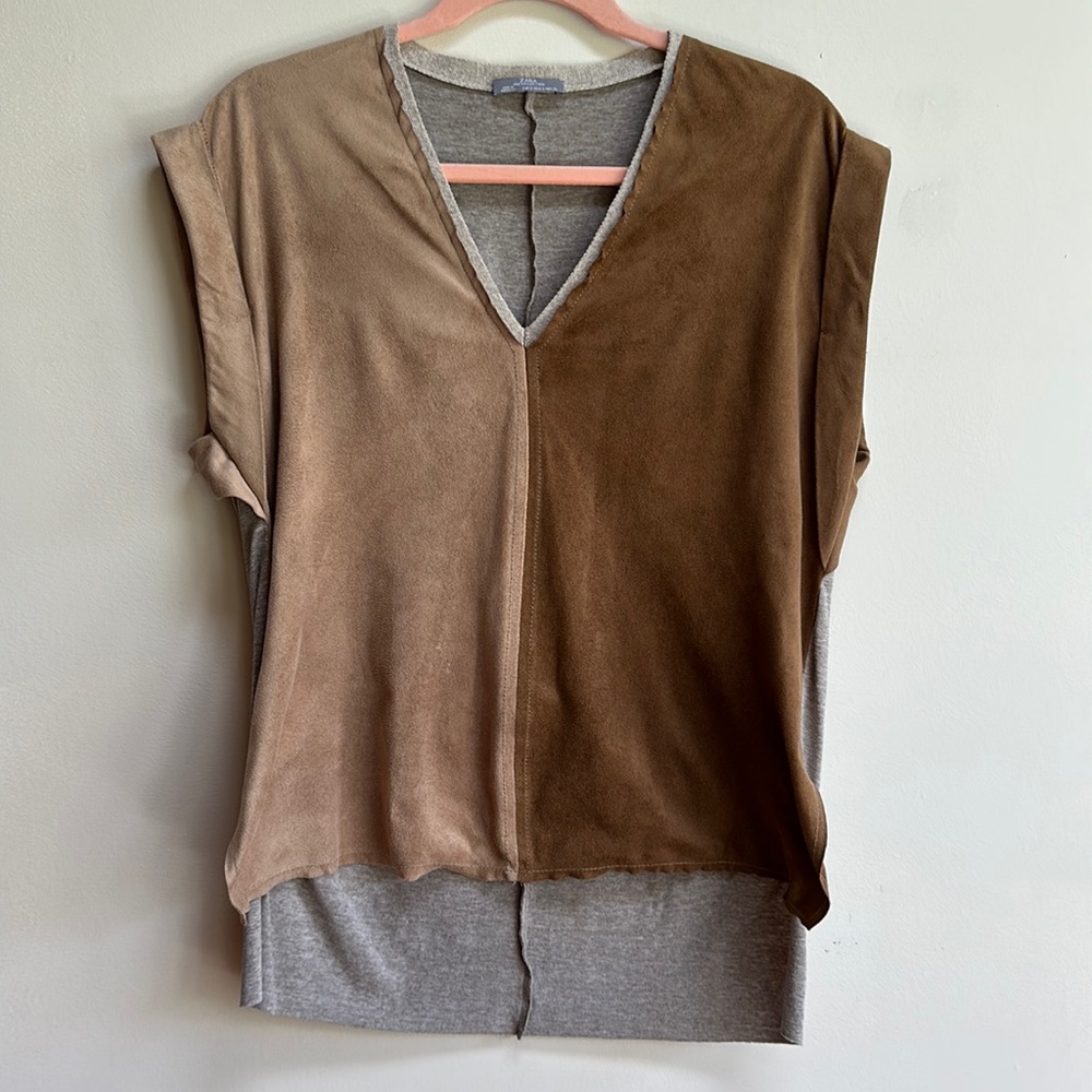 Zara Suede Front High and Low Knit Back!